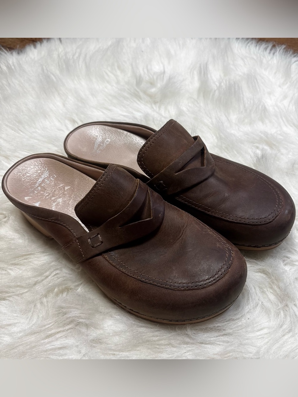 Dansko Brown Leather Slip-On Clogs size 41